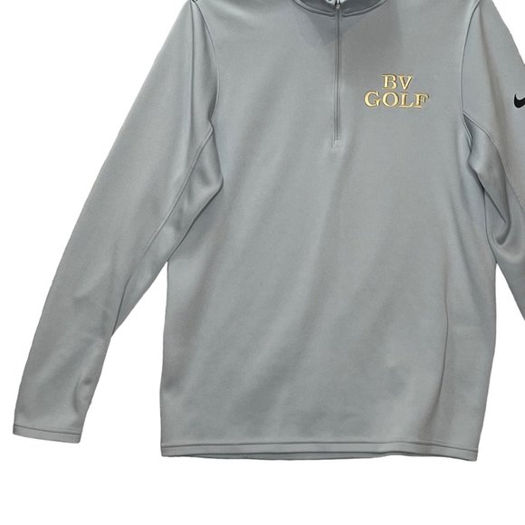 Nike Top Pullover Golf Dri Fit Mens Small Gray Logo 1/4 Zip Long Sleeve Shirt - Picture 3 of 11